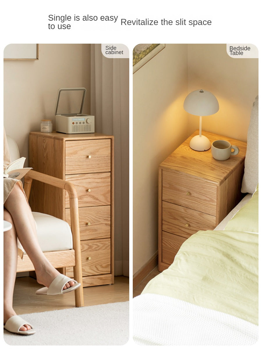 Oak Solid Wood Side Cabinet, Multi-Functional Storage-USA