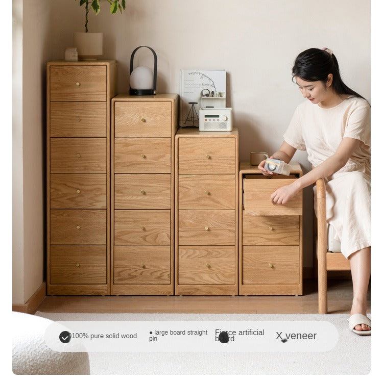 Oak Solid Wood Side Cabinet, Multi-Functional Storage-USA