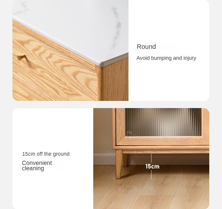 Oak Solid Wood Rock Board Modern Sideboard