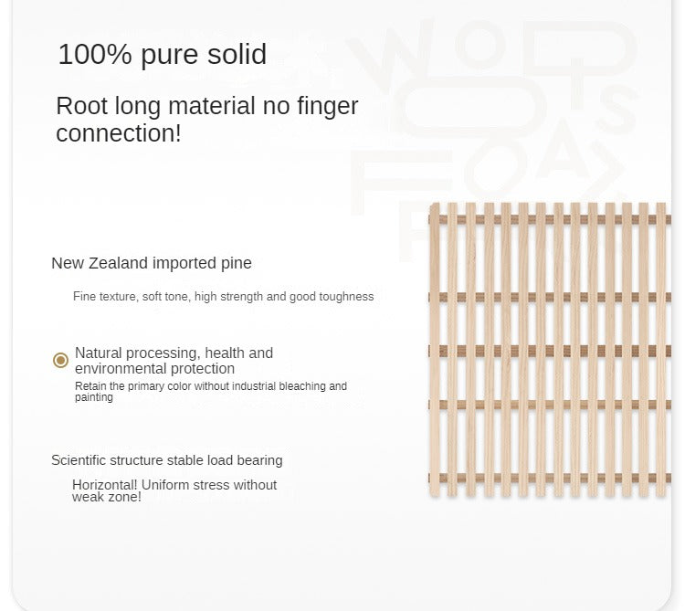 Oak solid wood bed with light and bookshelf