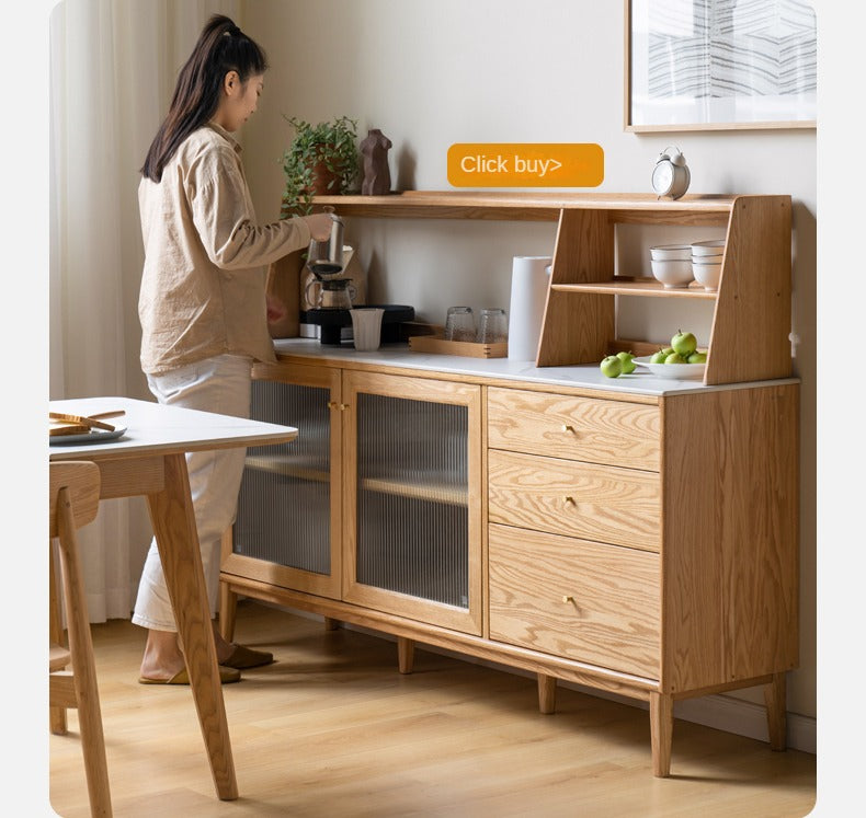 Oak Solid Wood Rock Board Modern Sideboard