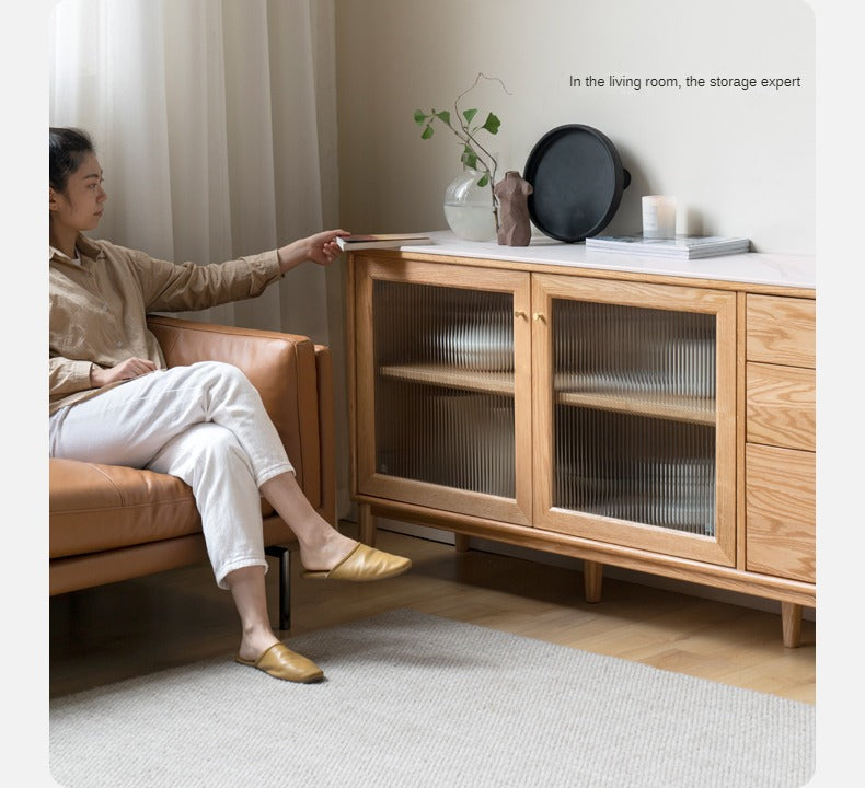 Oak Solid Wood Rock Board Modern Sideboard