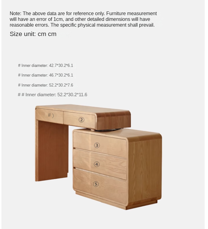 Ash Solid Wood Telescopic Dressing Table-USA