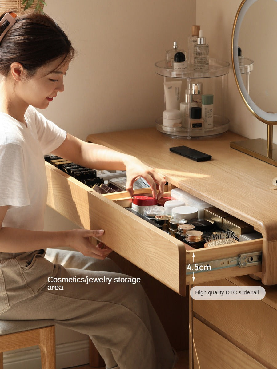 Ash Solid Wood Telescopic Dressing Table-USA