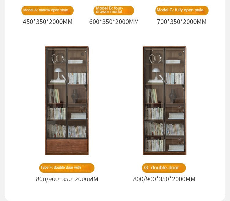 Black Walnut, Golden Sandalwood Solid Wood Bookshelf