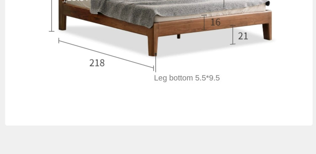 Black Walnut Solid wood bed Nordic modern