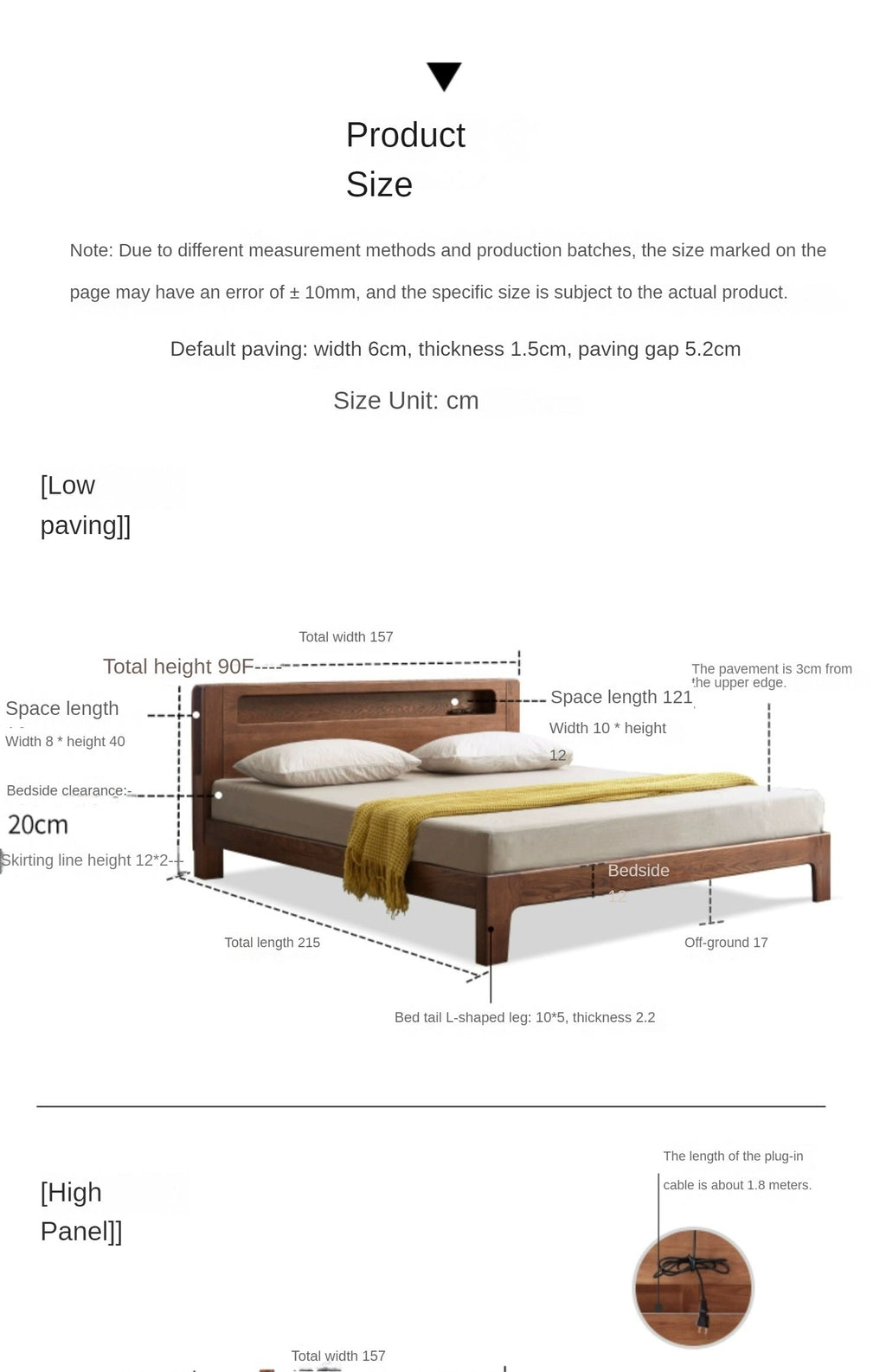 Oak solid wood bed with light walnut-color-USA
