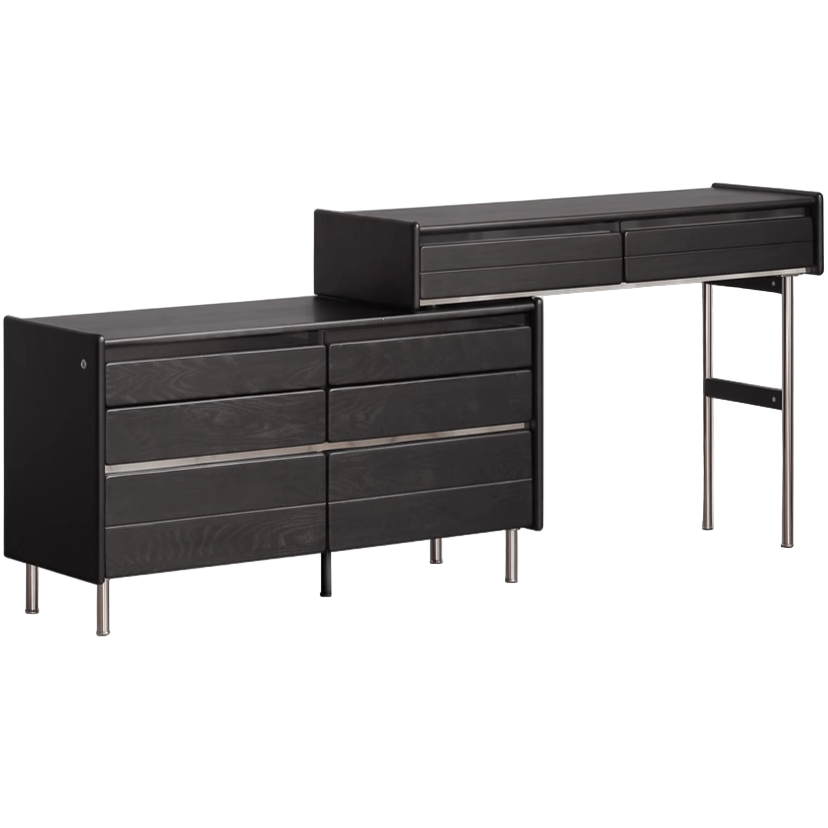 Ash Solid Wood Bauhaus Retractable Makeup Table