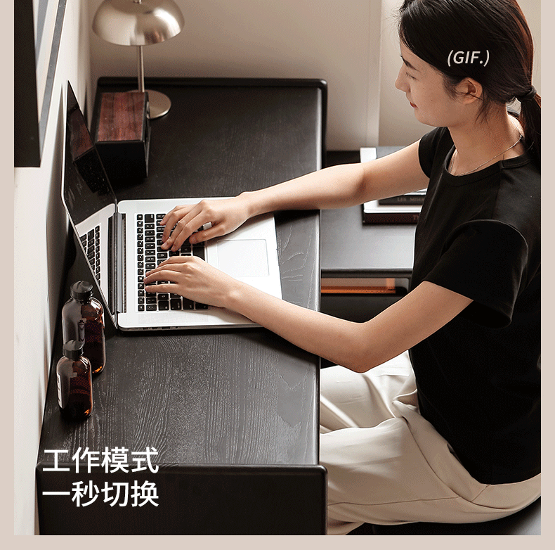 Ash Solid Wood Bauhaus Retractable Makeup Table