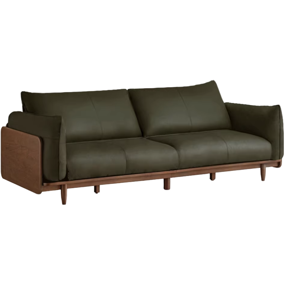 Black Walnut Solid Wood,Solid Sandalwood genuine leather, fabric Sofa