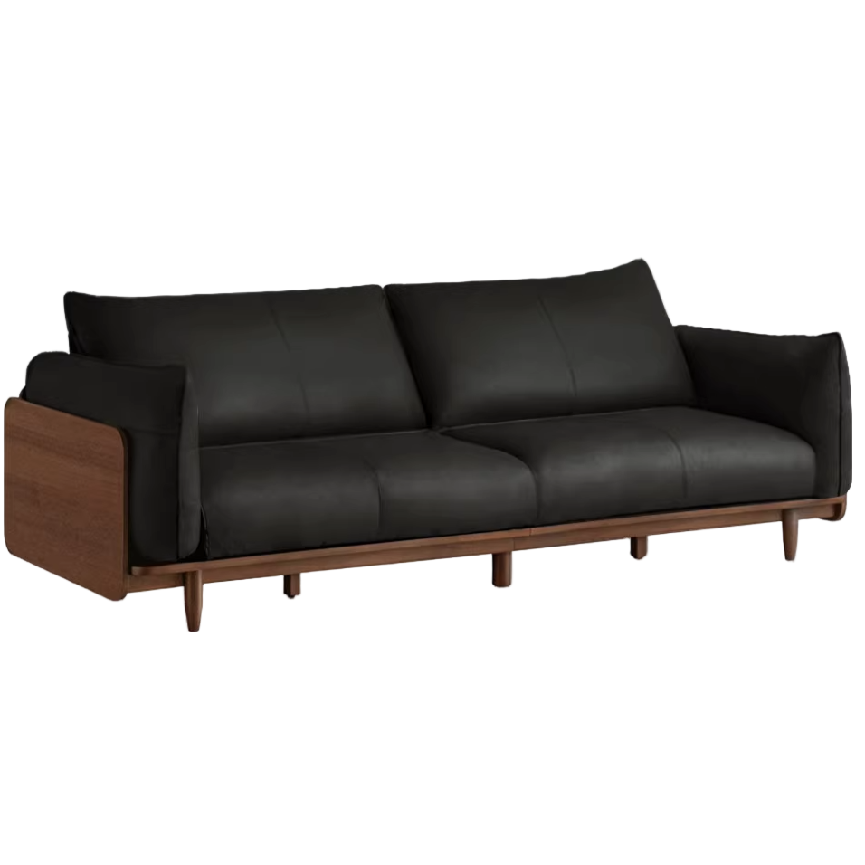Black Walnut Solid Wood,Solid Sandalwood genuine leather, fabric Sofa