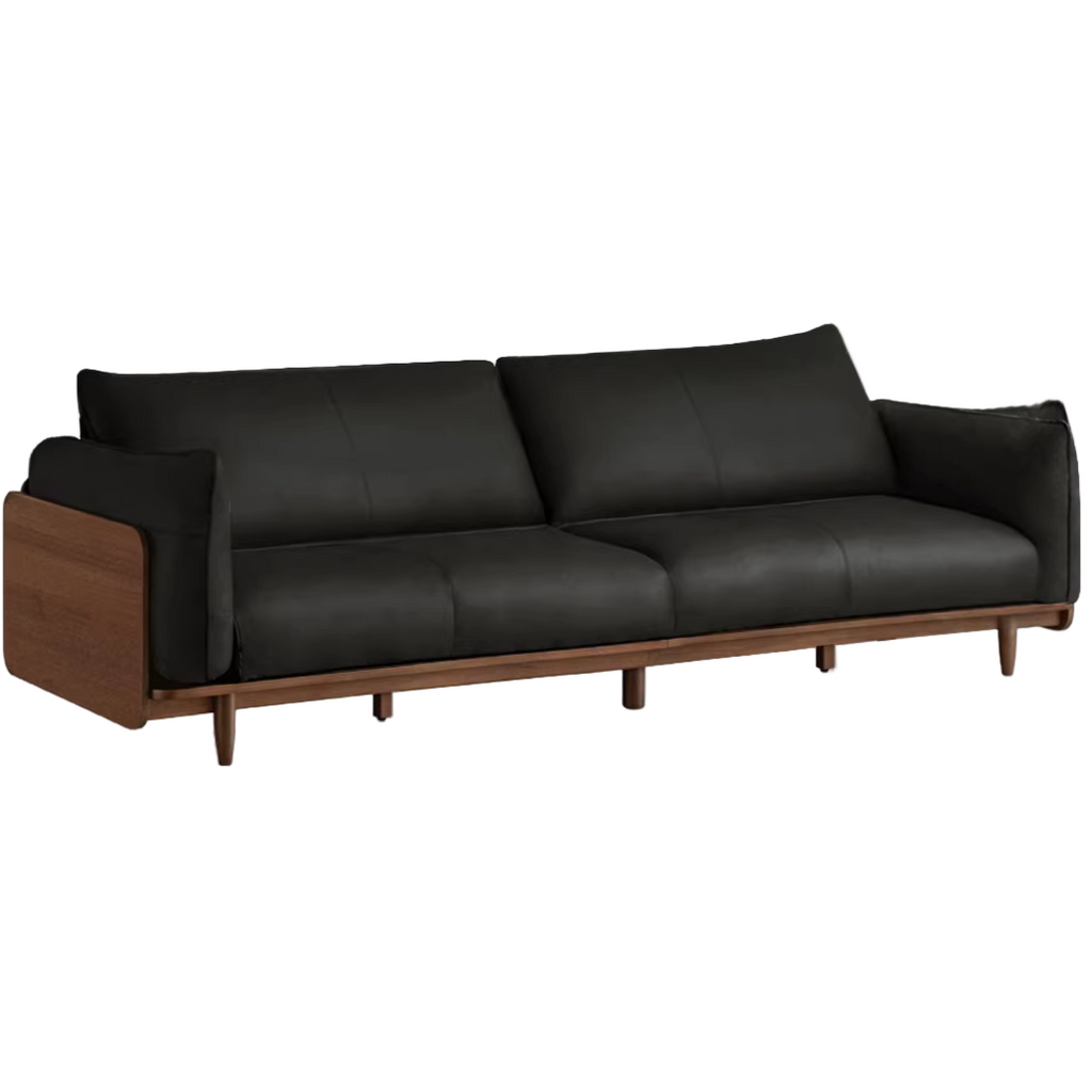 Black Walnut Solid Wood,Solid Sandalwood genuine leather, fabric Sofa