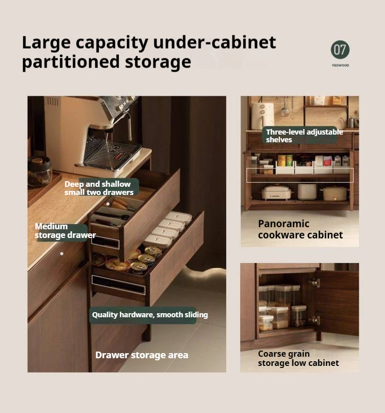 Black Walnut Solid Wood Dining Cabinet Antique Style Rock Board