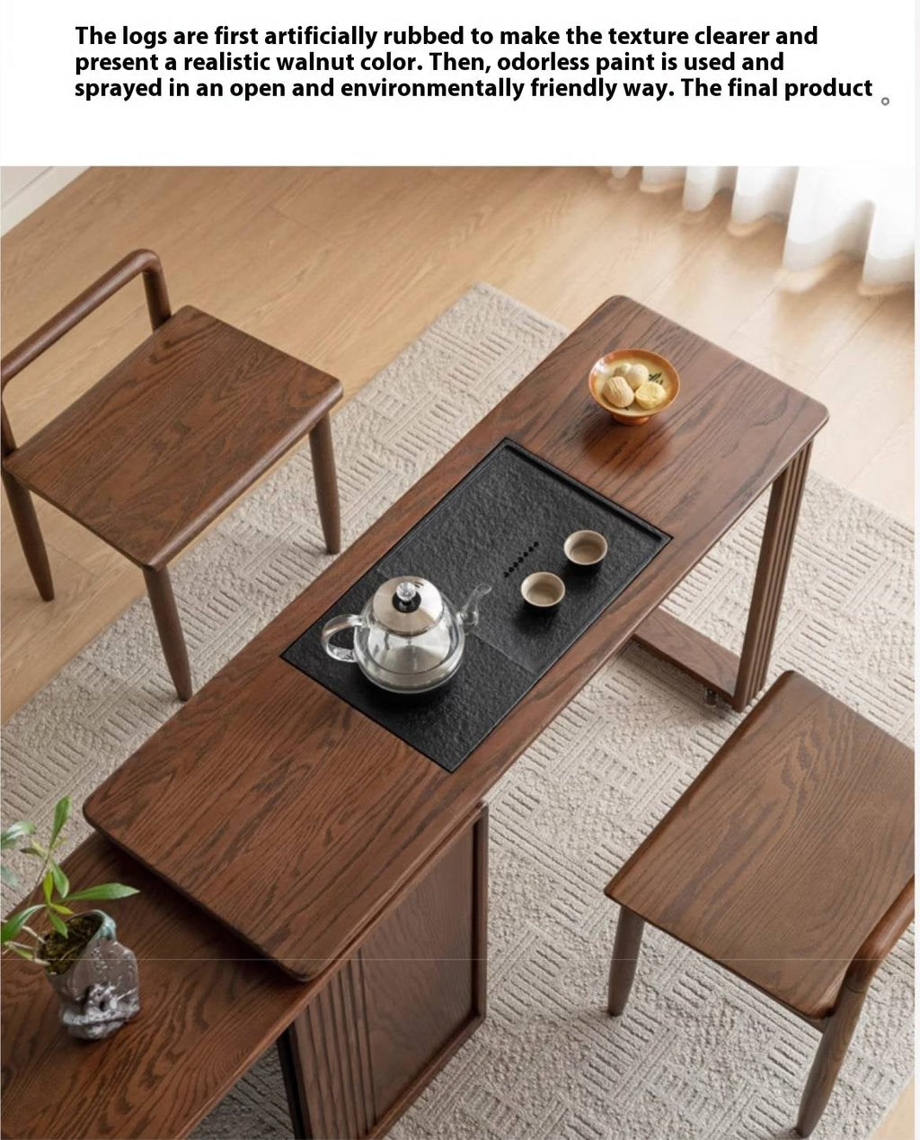 Ash Solid Wood Retractable Office Desk