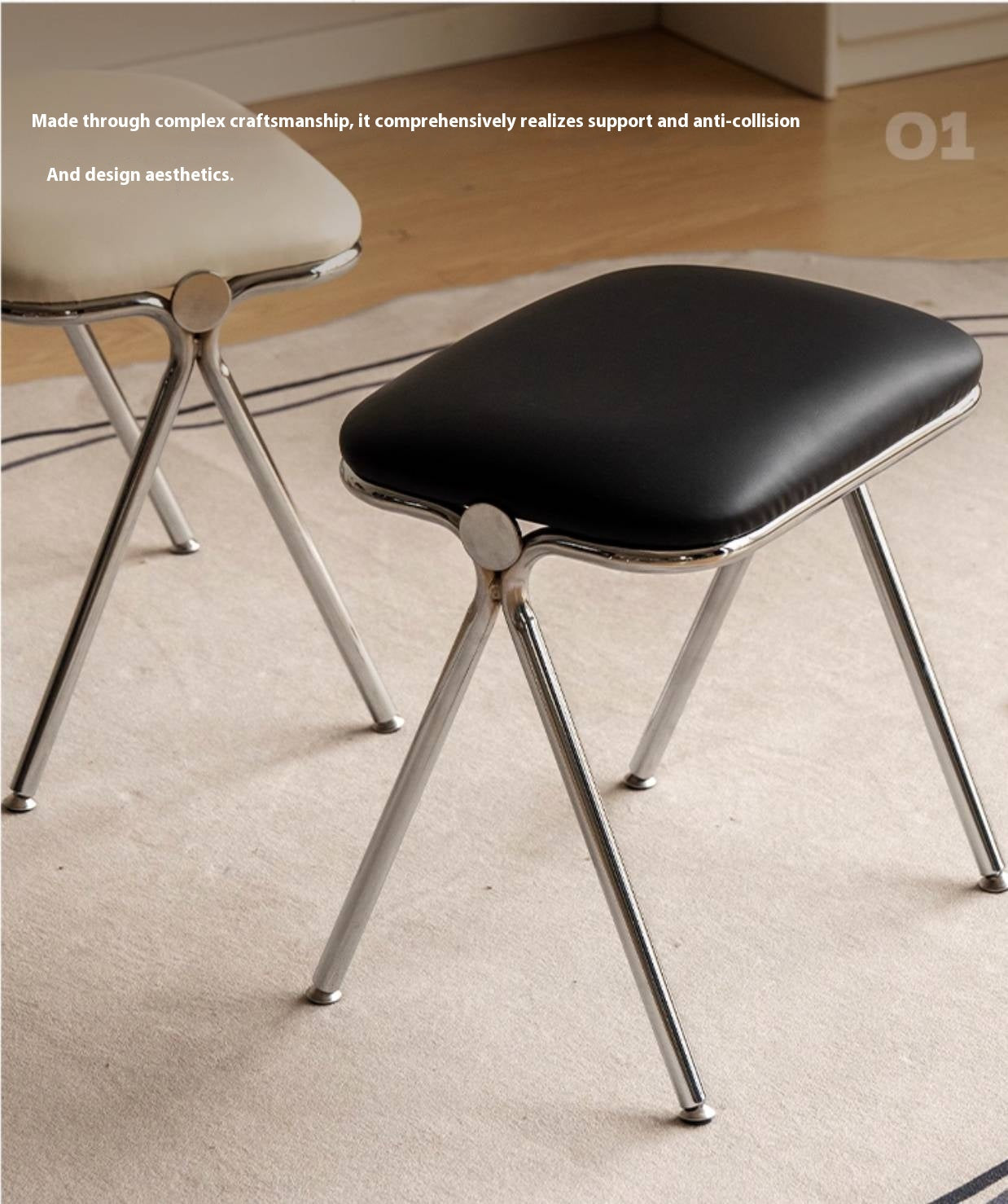 Leather Soft Padded Makeup Stool