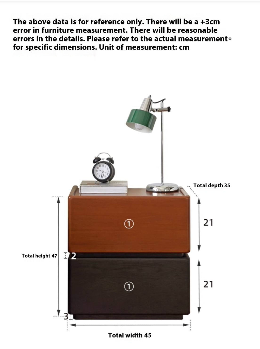 Oak, Ash Solid Wood Retro Style Nightstand