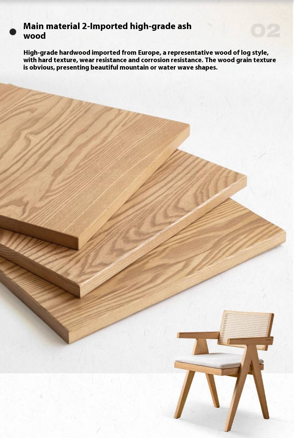 Oak Solid Wood Light Luxury Rattan Chair