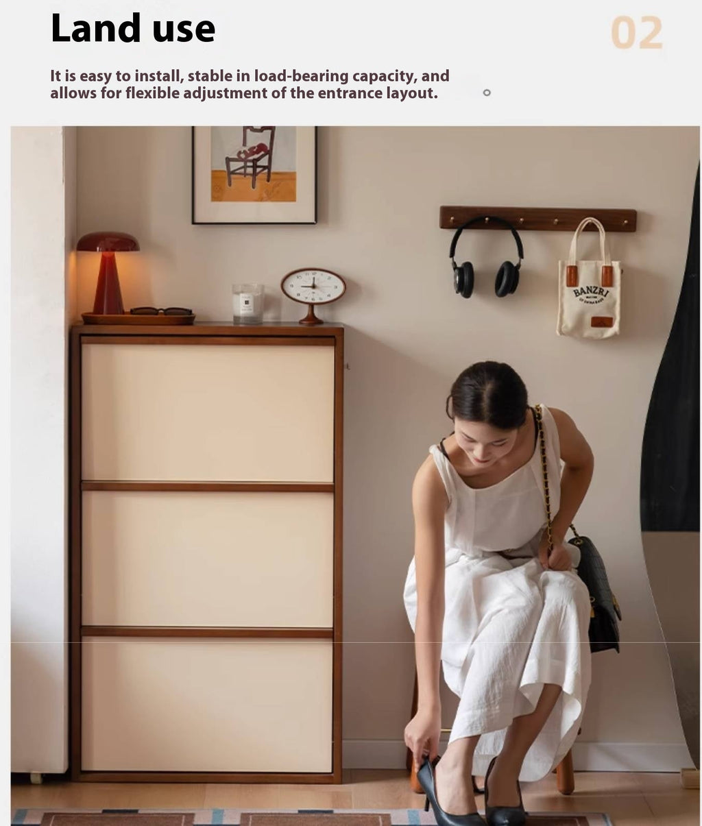 Poplar Solid Wood Middle Ages Style Shoe Cabinet