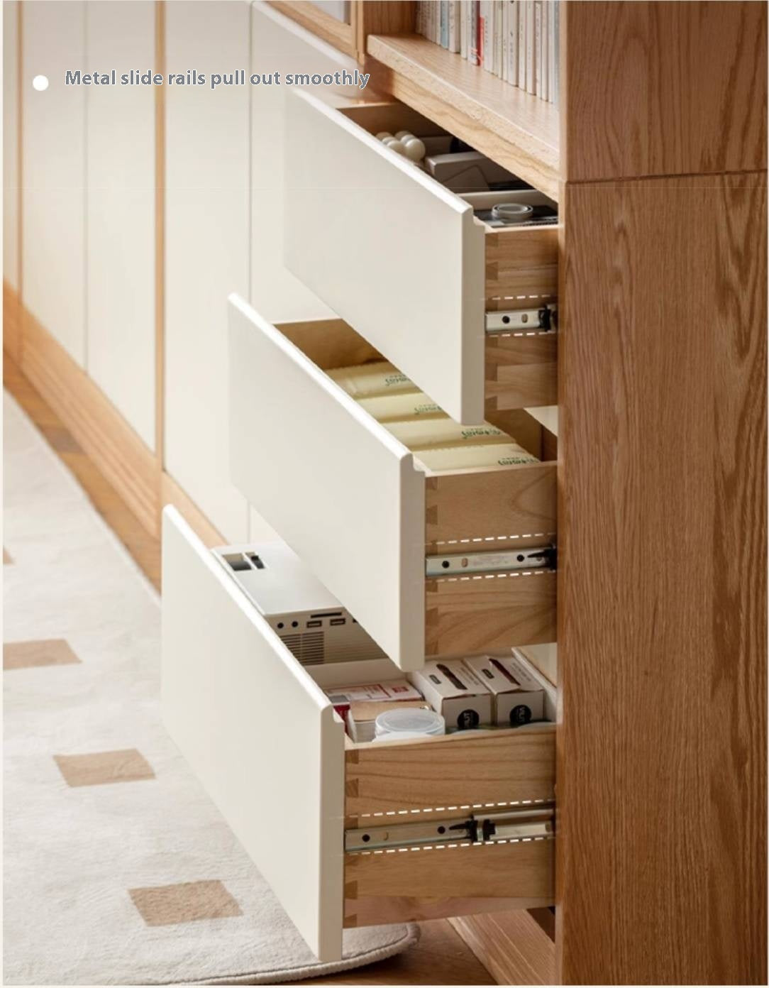 Oak Solid Wood Cream Style Bookcase