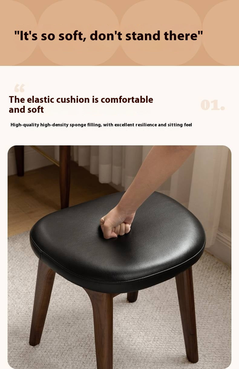 Ash, Black Walnut, Oak, Sandalwood Solid Wood Makeup Stool