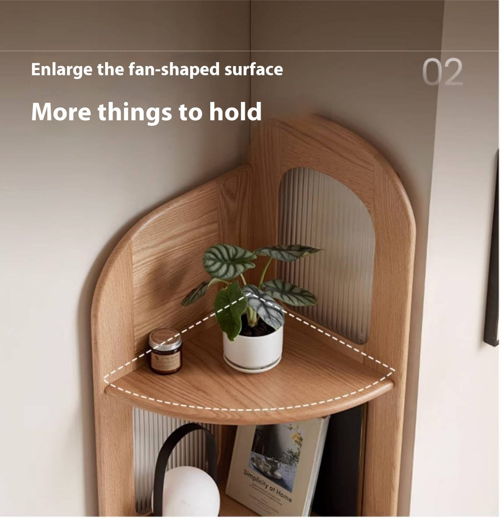 Oak, Ash Solid Wood Corner Bookshelf