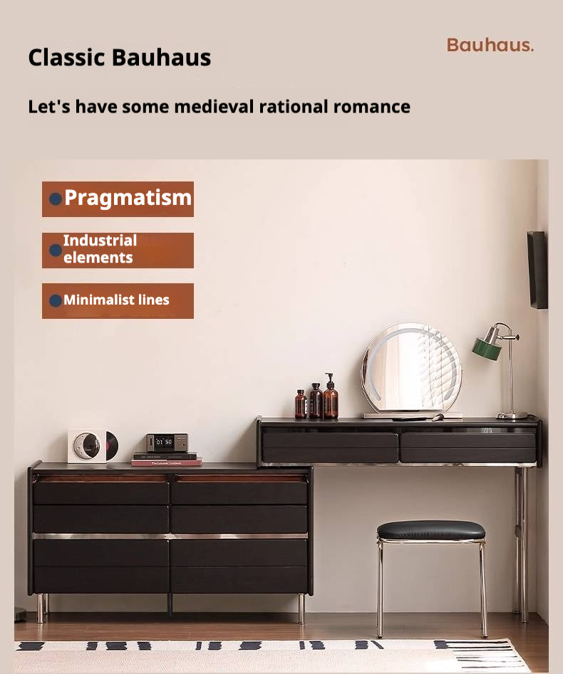 Ash Solid Wood Bauhaus Retractable Makeup Table