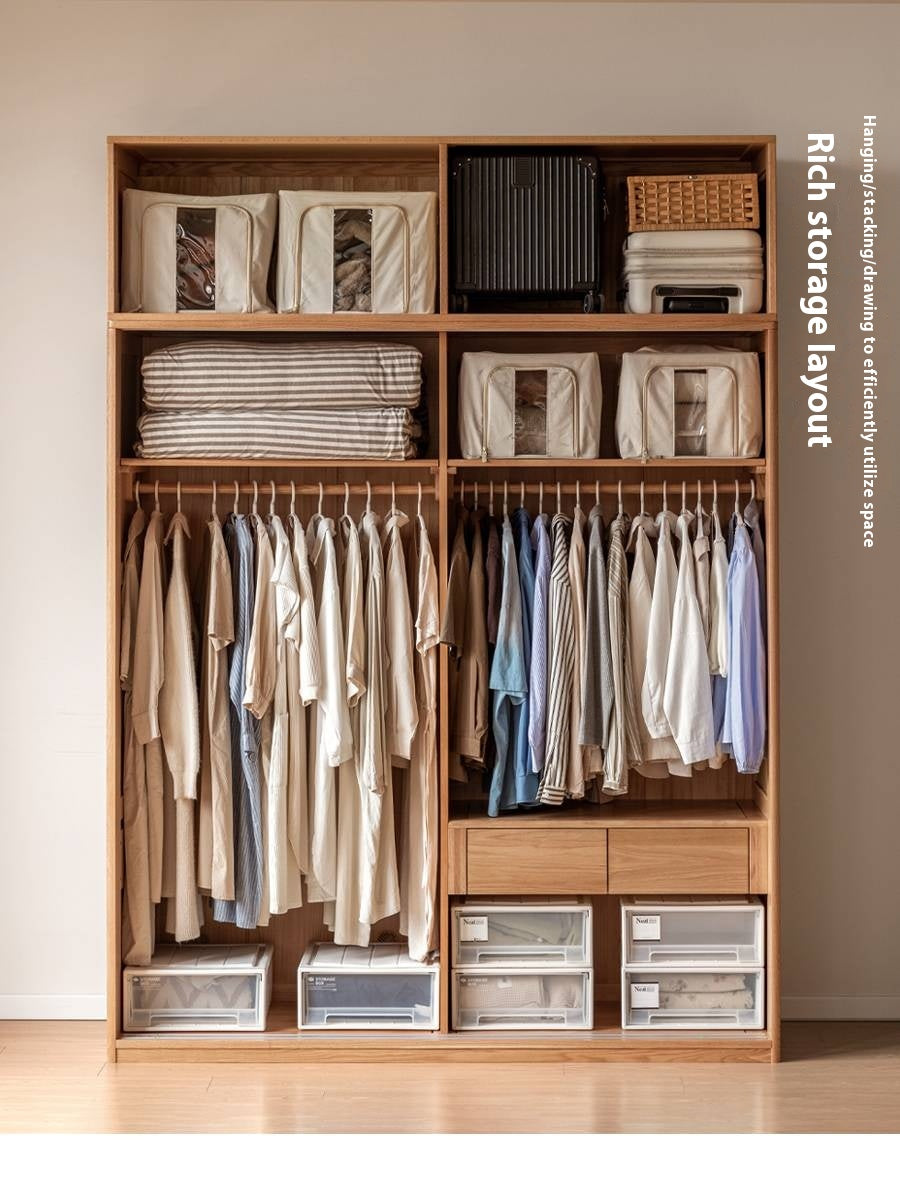 Oak, Ash Solid Wood Wardrobe With Sliding Doors.