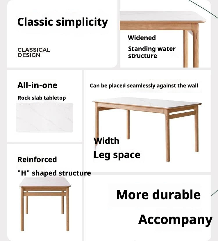 Oak Solid Wood Modern Rock Plate Dining Table