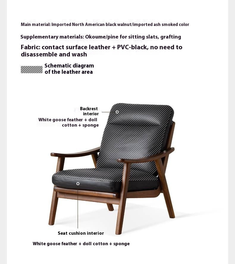 Ash, Black Walnut Solid Wood Armchair