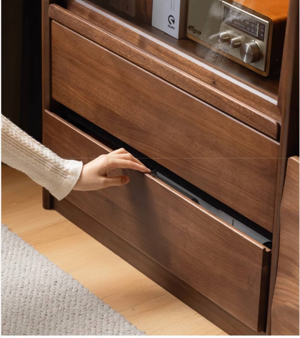 Black Walnut Solid Wood Modern Style Side Cabinet