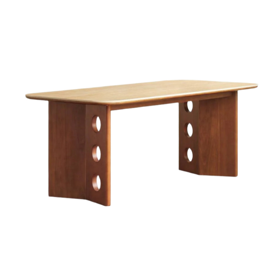 Poplar Solid Wood Medieval Style Rock Plate Dining Table