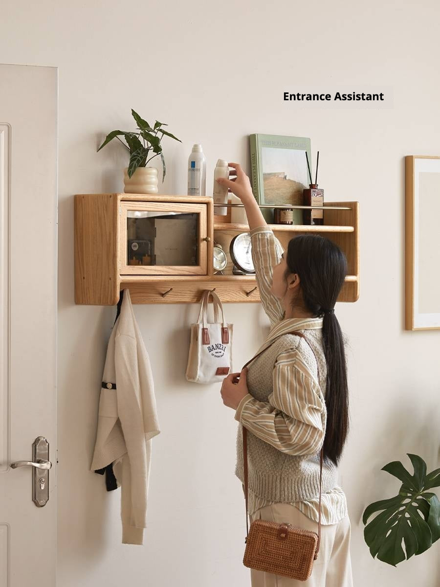 Oak Solid Wood Modern Style Wall Cabinet