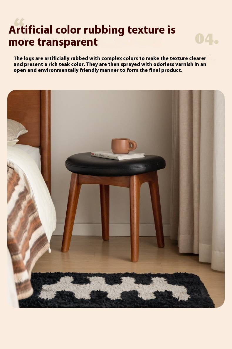 Oak, Cherry Solid Wood Makeup Stool