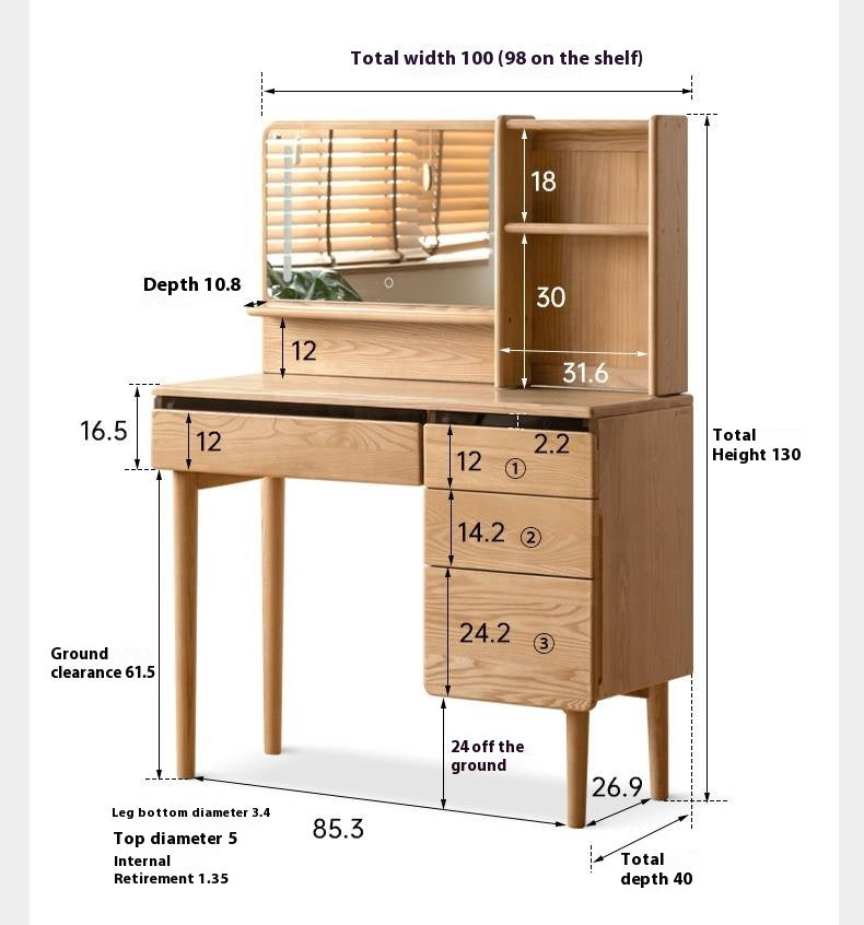 Ash Solid Wood Multifunctional Modern Dressing Table