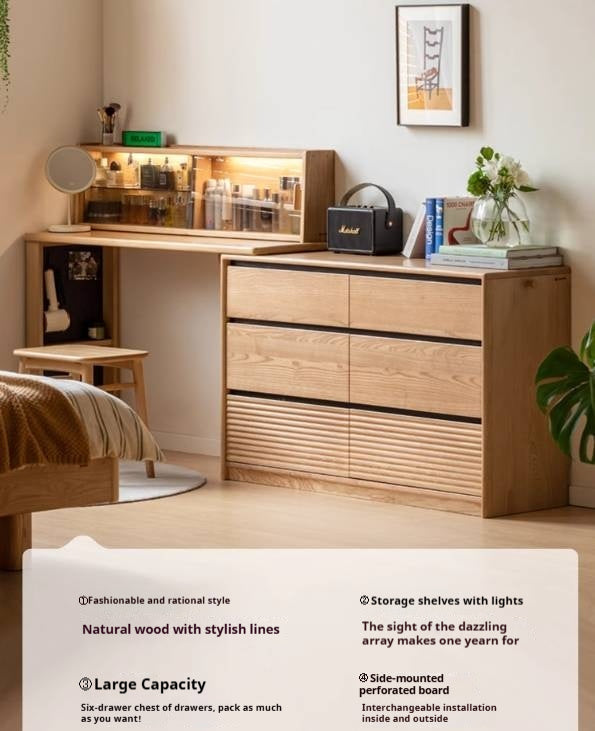 Ash Solid Wood Modern Multi-function Dressing Table