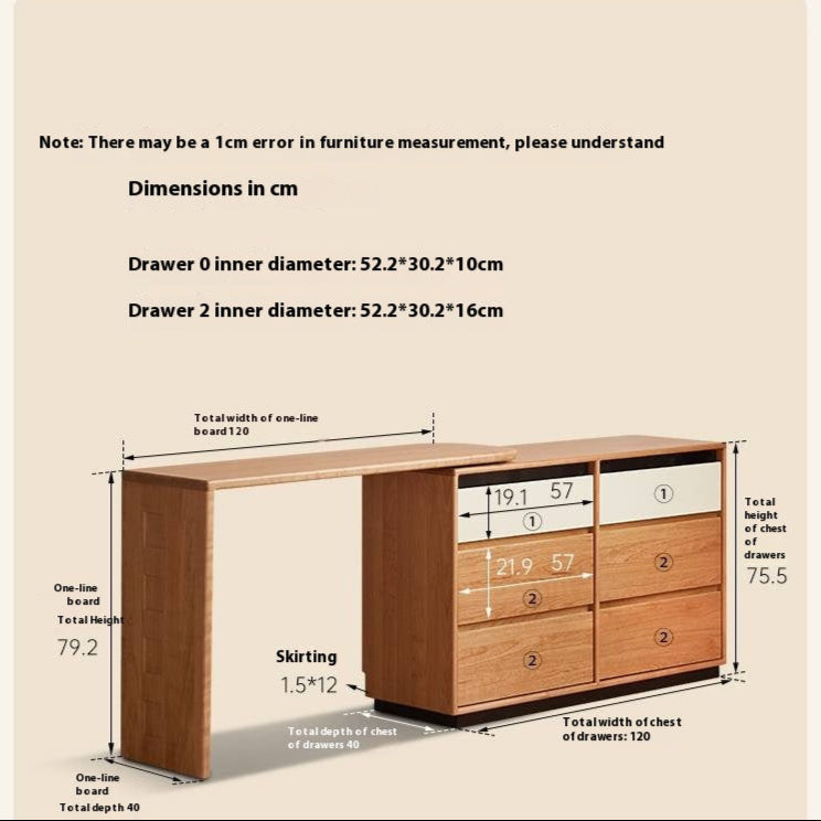 Cherry Solid Wood Modern Style Dressing Table