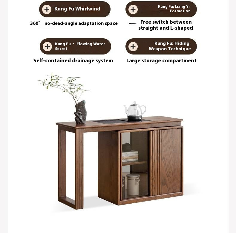 Ash Solid Wood Retractable Office Desk