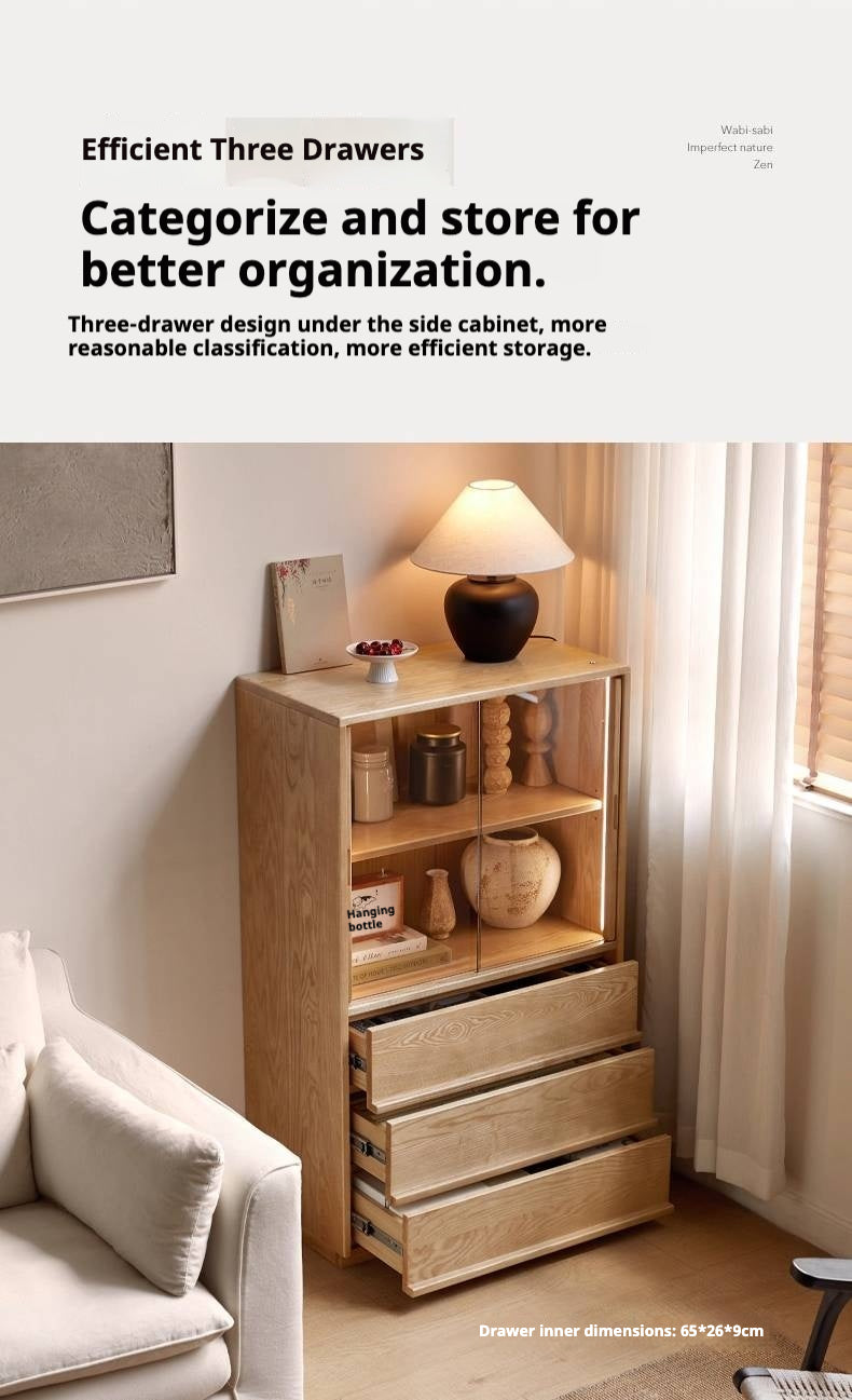 Ash Solid Wood Edge Cabinet Wabi Sabi Style