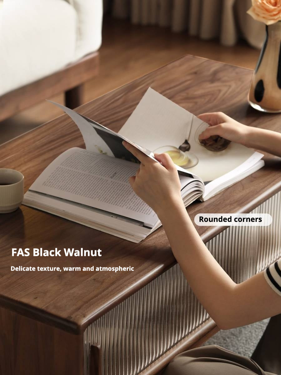 Black Walnut, Oak, Solid Rubberwood Solid Wood Modern Style Tea Table