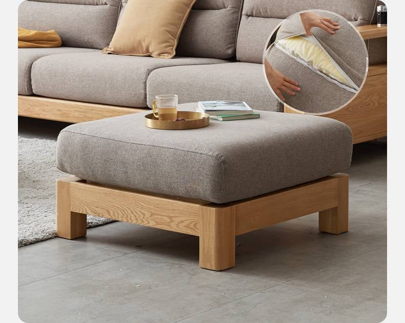 Ash, Oak, Black Walnut Solid Wood  Fabric Footstool-