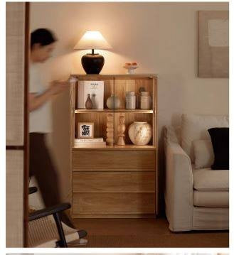 Oak Solid Wood Modern Side Cabinet