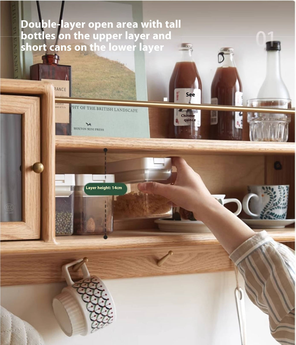 Oak Solid Wood Modern Style Wall Cabinet