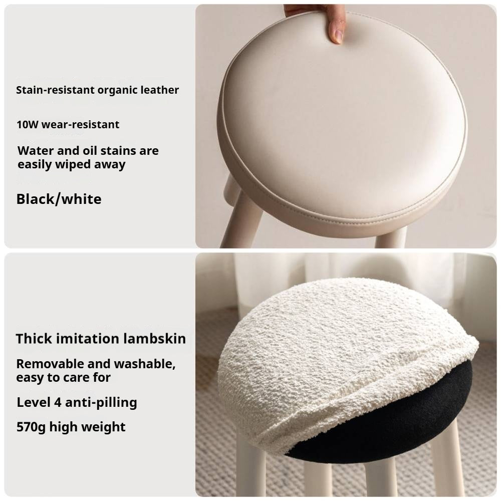 Solid Rubberwood Modern Soft Makeup Stool