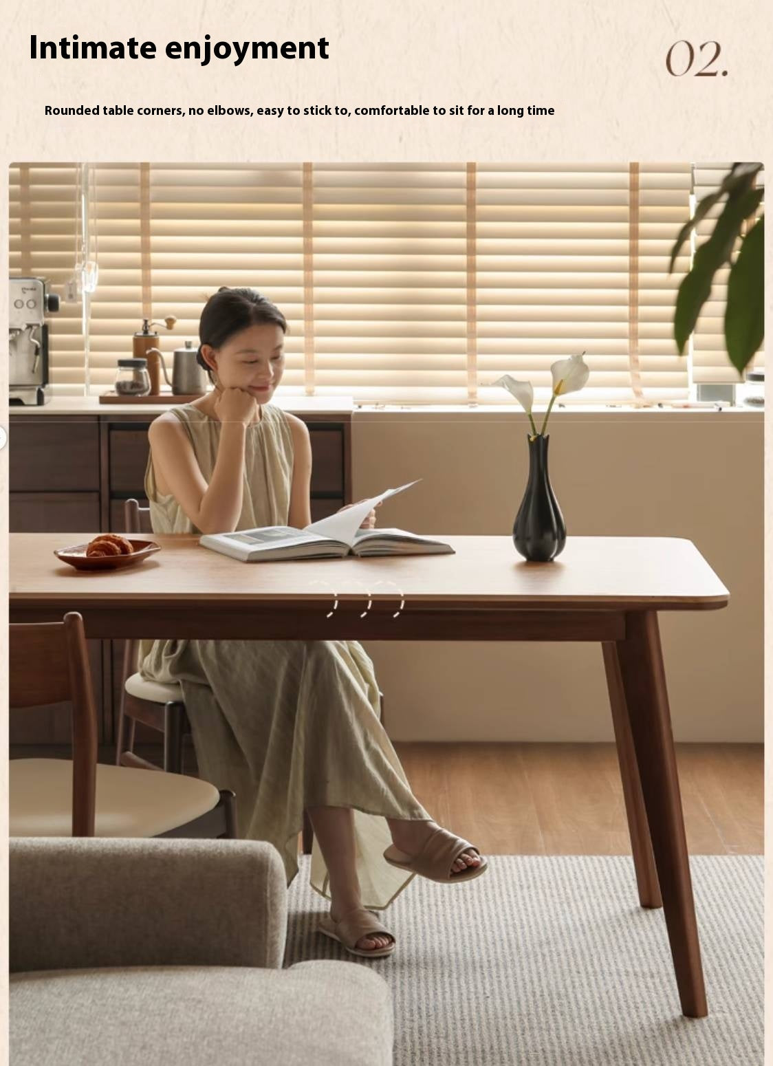 Black Walnut Solid Wood Vintage Rock Plate Dining Table