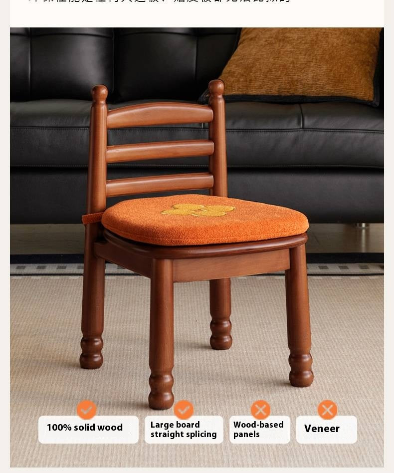 Beech Solid Wood Backrest Chair Medieval Style Soft Padded Chair