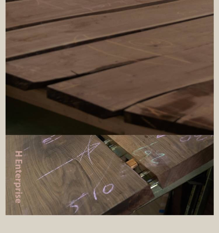 Black Walnut Solid Wood Wabi Sabi Style Large Board Dining Table