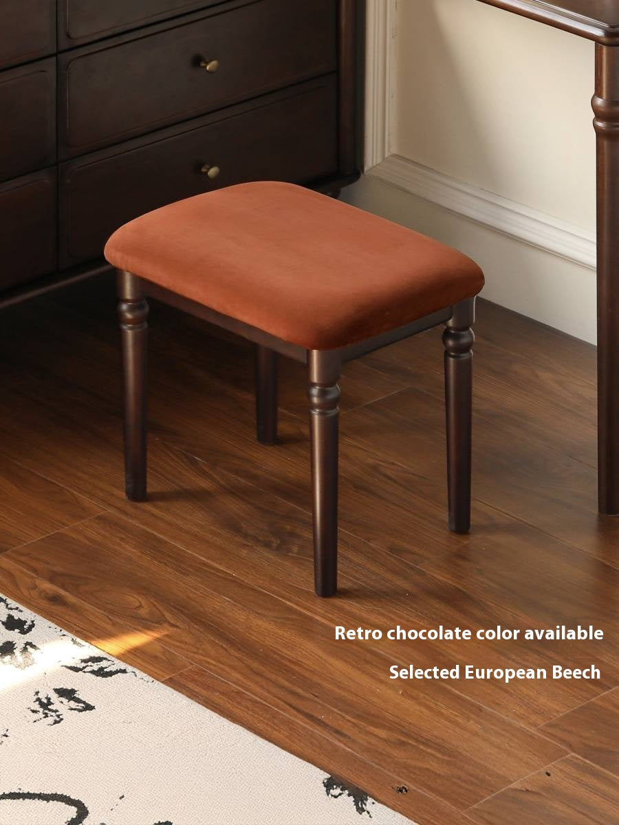 Black Walnut Solid Wood American Retro Style Makeup Stool