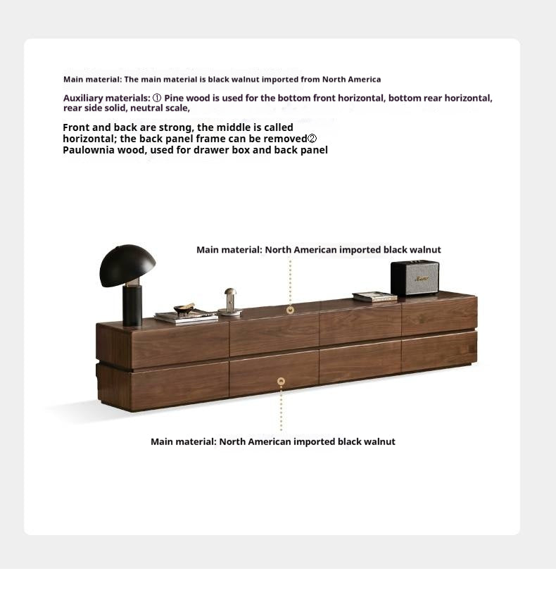 Black Walnut Solid Italian Light Luxury TV Stand