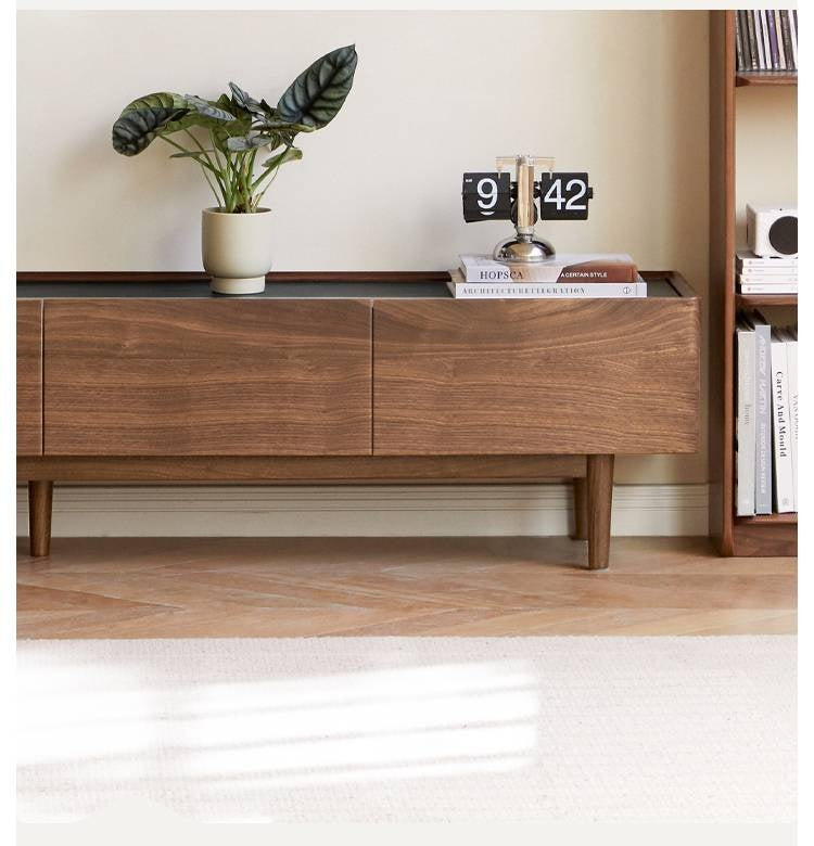 Black Walnut Solid Wood Modern TV Cabinet For Living Room