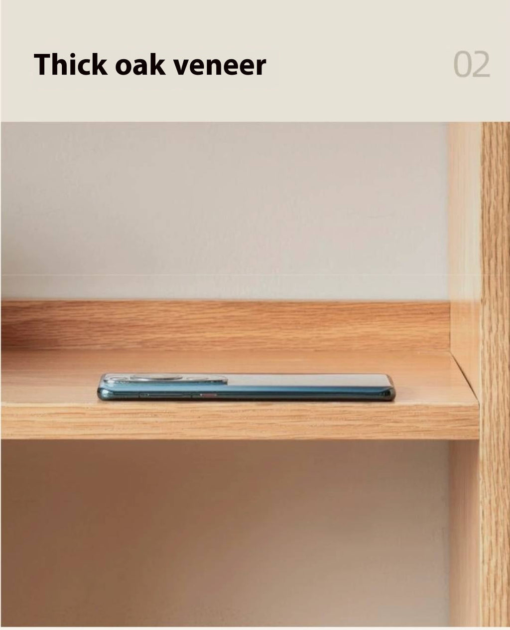 Oak Solid Wood Cream Style Bookcase